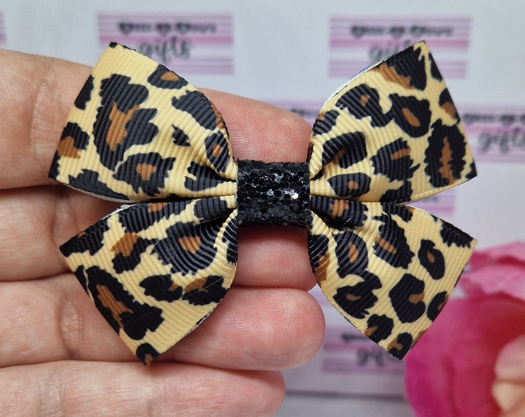 Leopard print ribbon bow