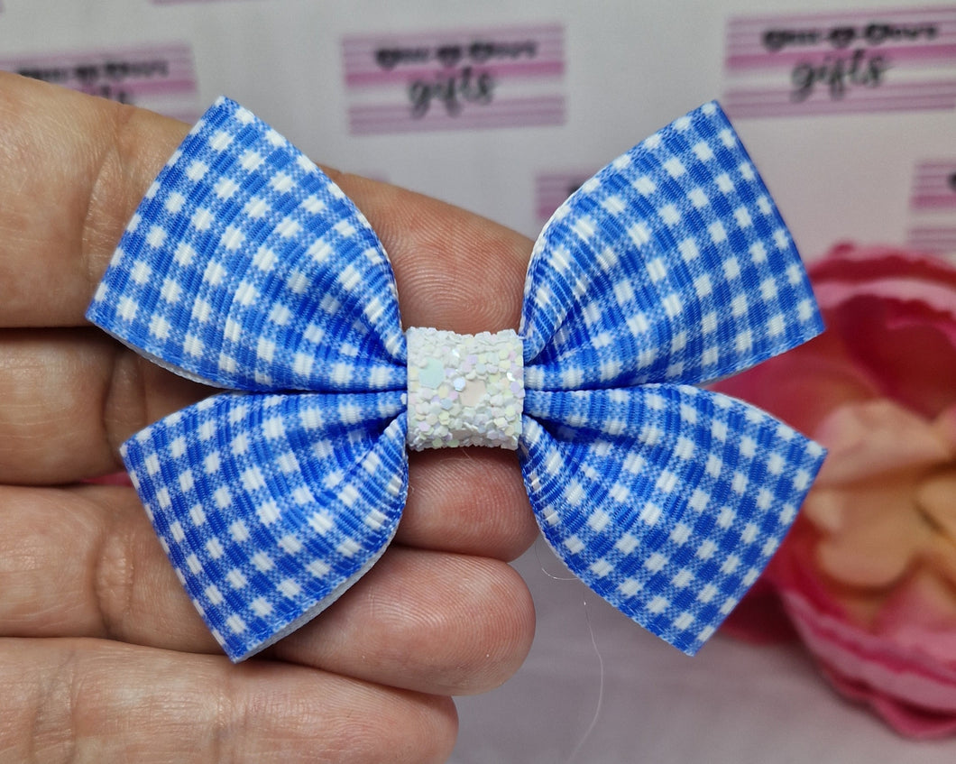 Pale royal gingham ribbon bow