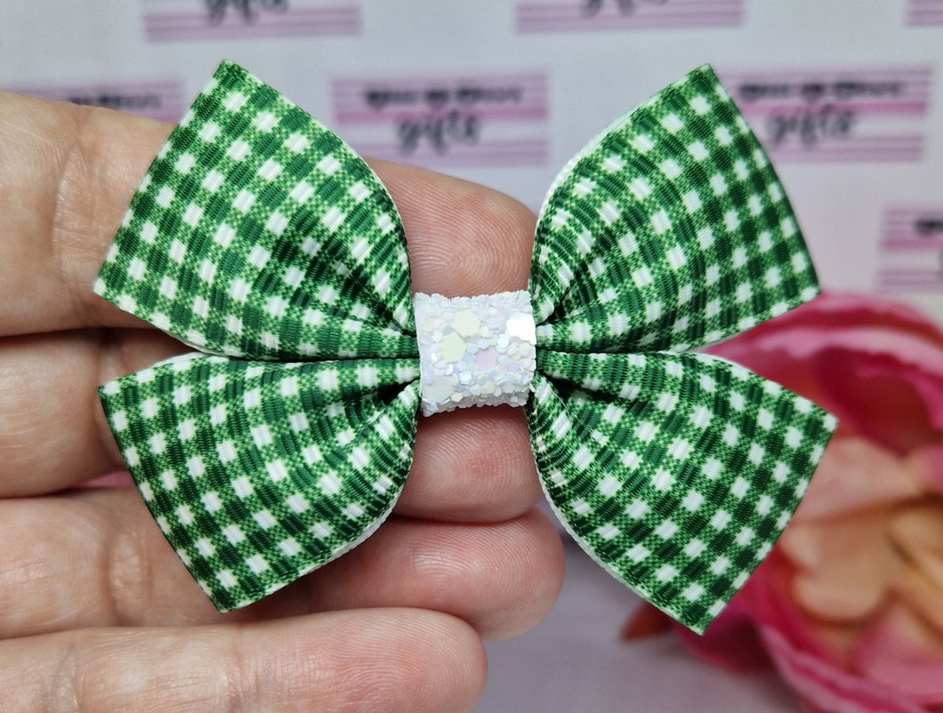 Green gingham ribbon bows