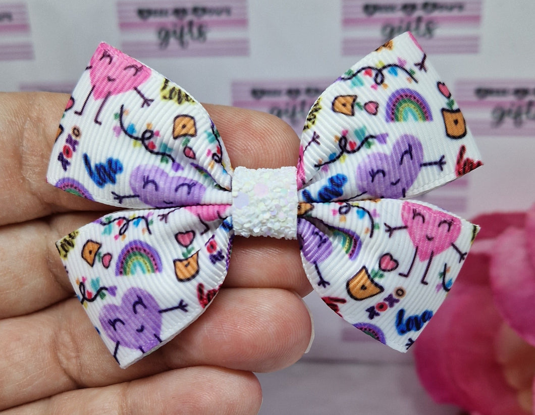 Love and rainbows ribbon bow