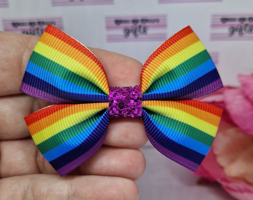 Rainbow ribbon bow