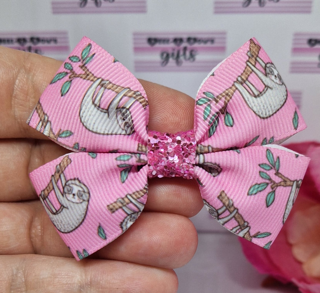 Pink sloths ribbon bow