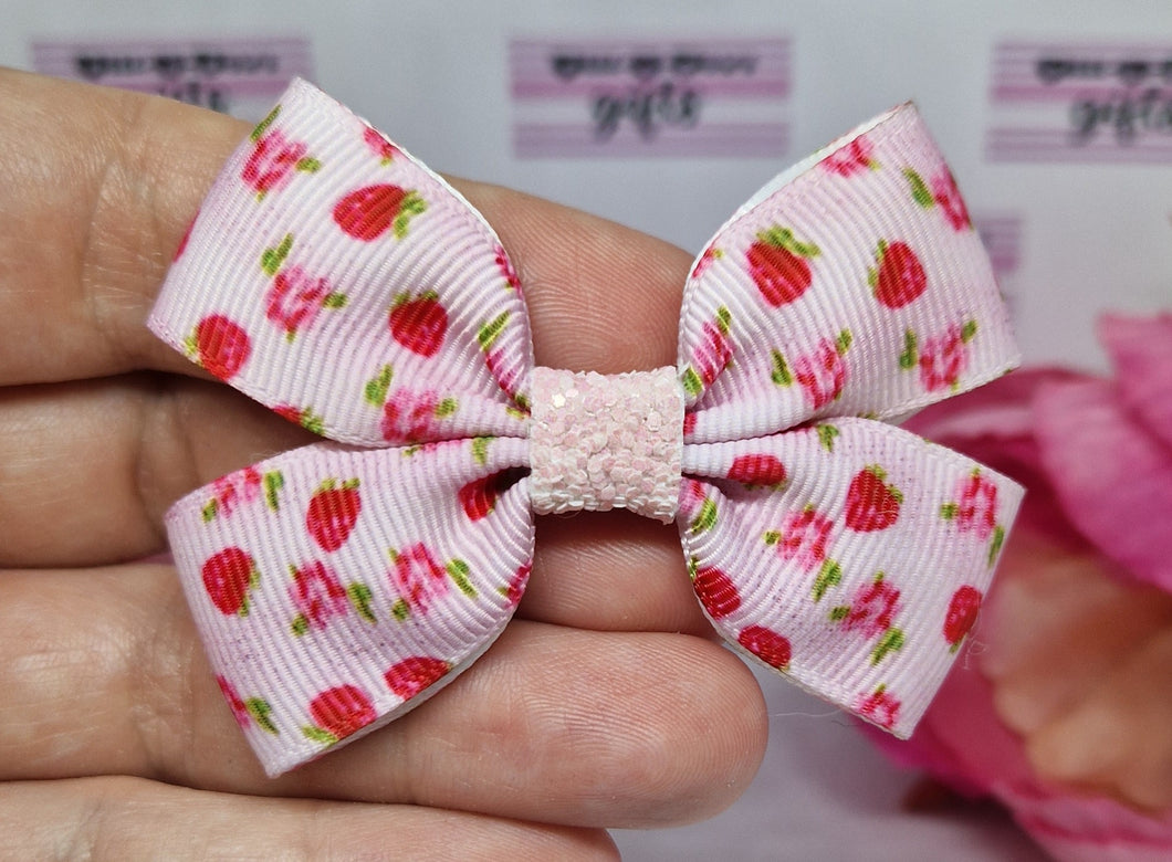 Strawberry roses ribbon bow