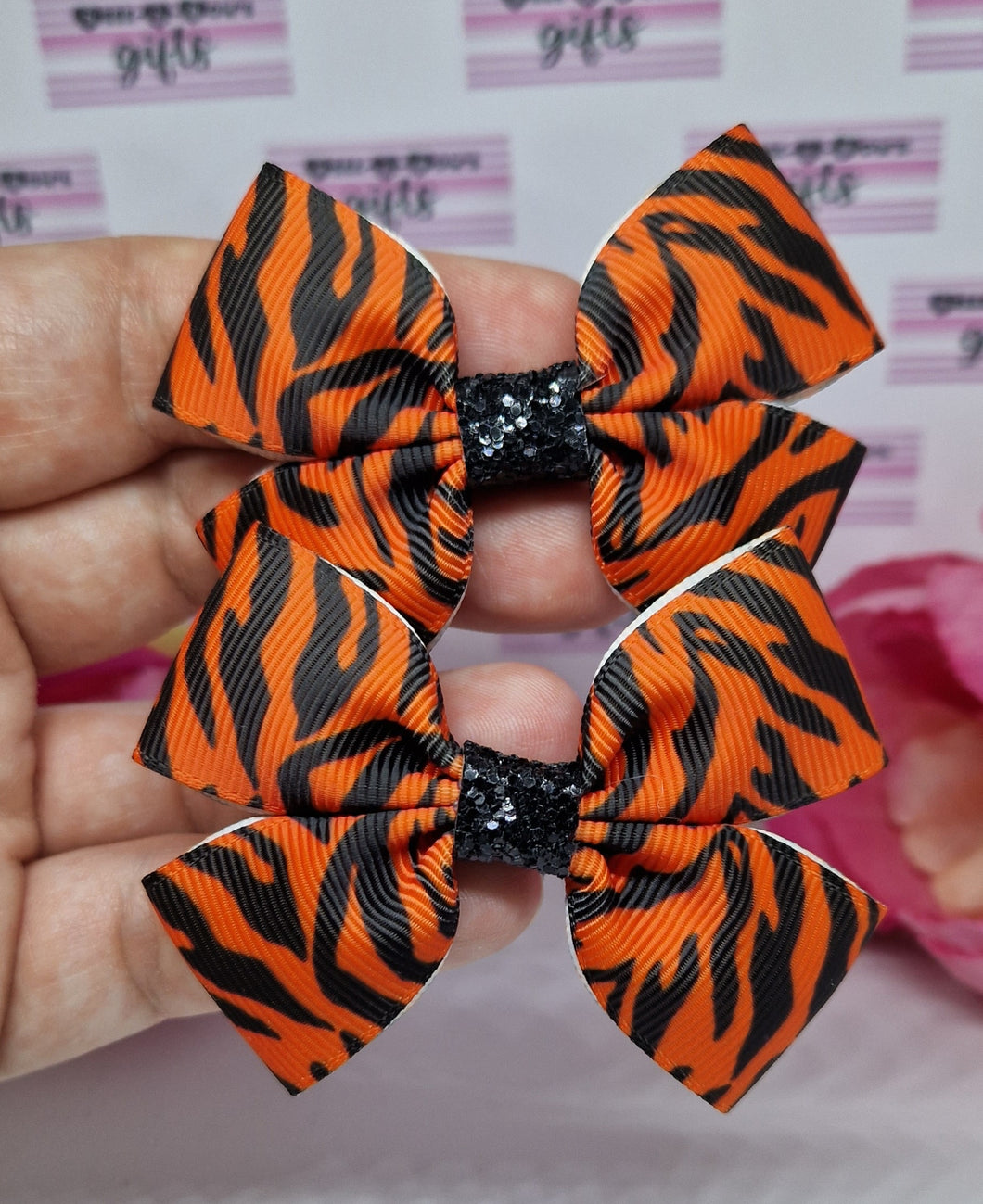 Tiger print ribbon bow