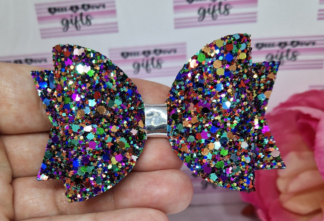 Fireworks glitter bow and snap clips