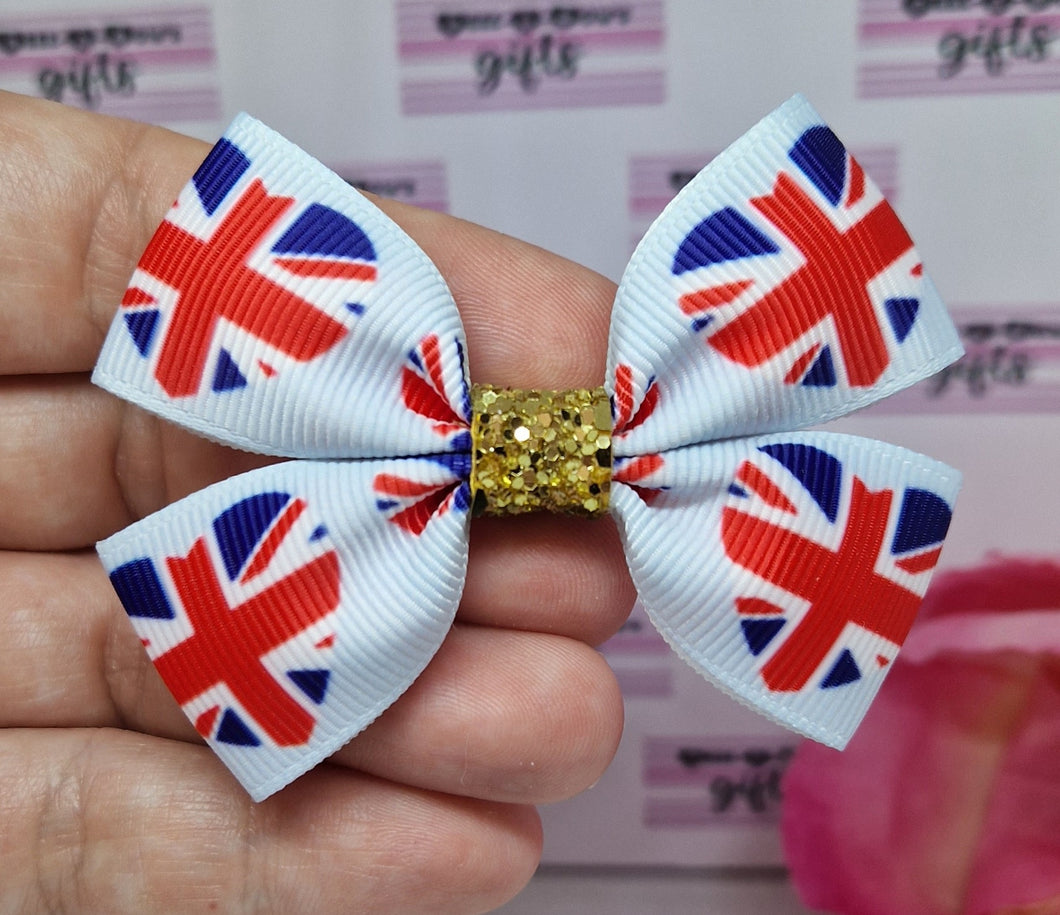 Union jack hearts ribbon bow