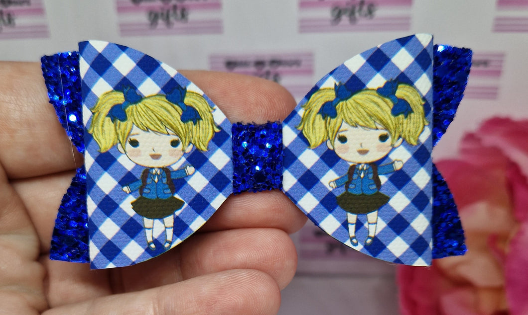 Blue gingham girls