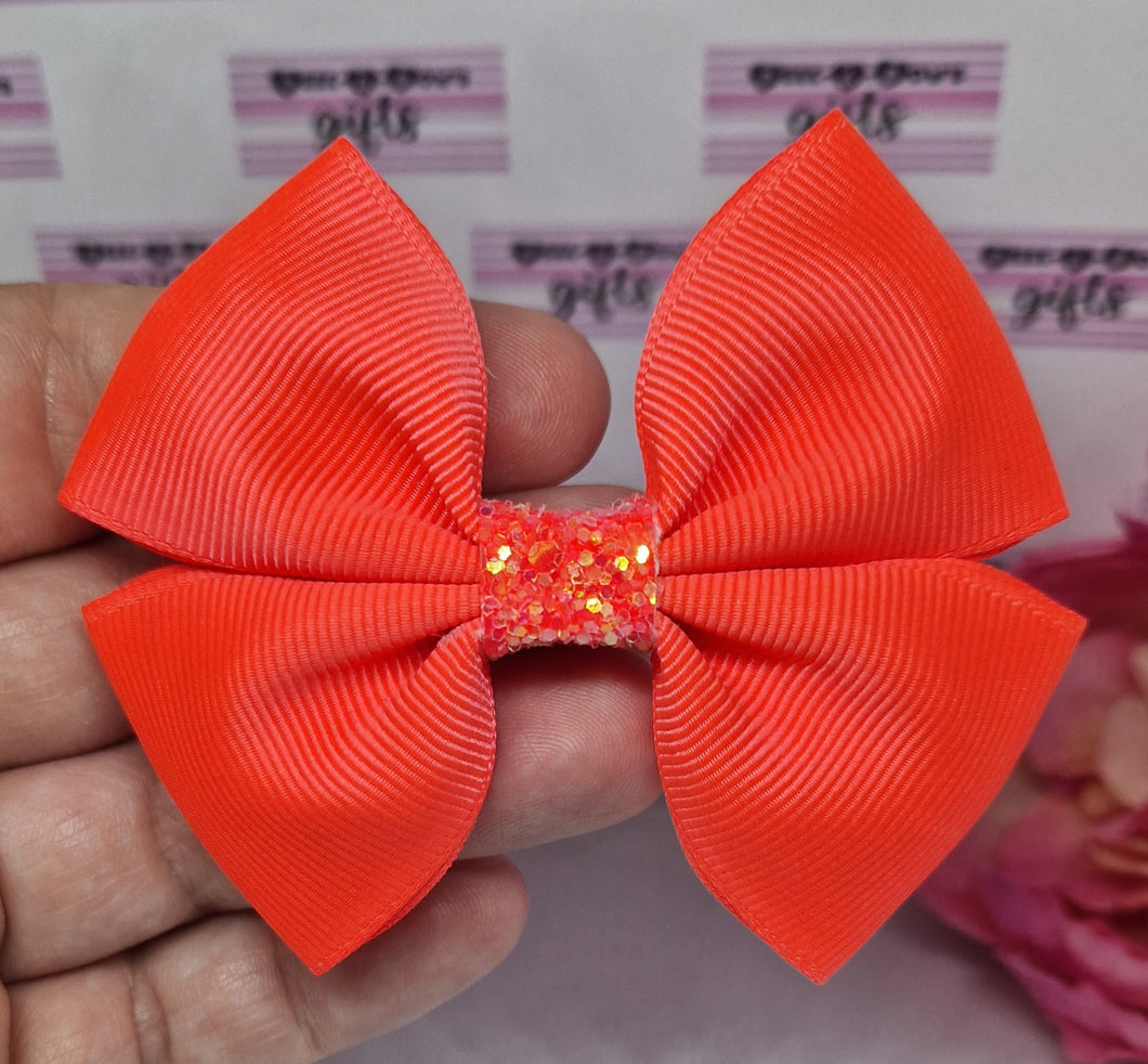 Medium neon orange ribbon bow