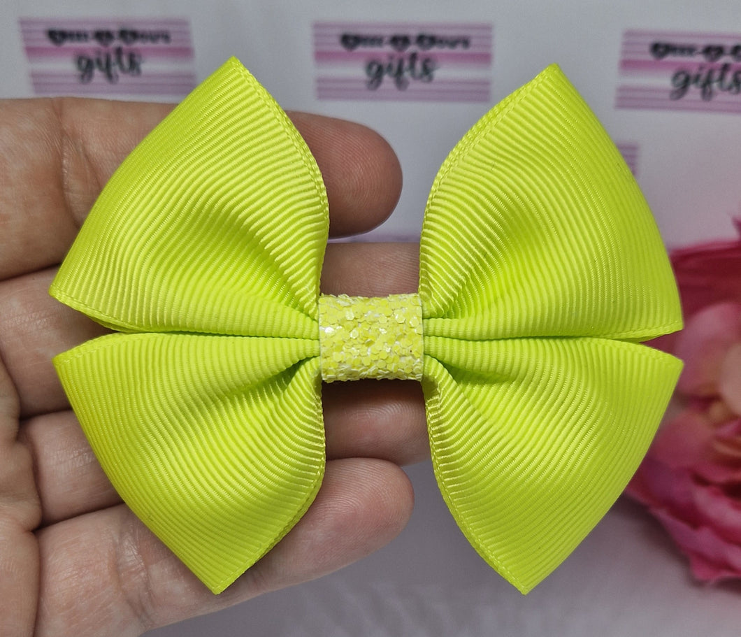 Medium neon yellow ribbon bow