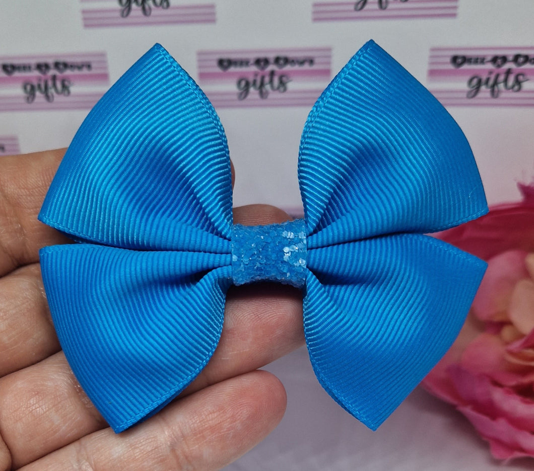 Medium neon blue ribbon bow