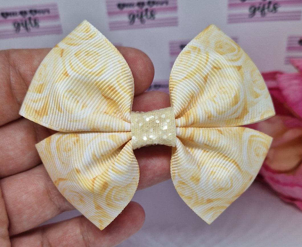 Medium cream roses ribbon bow