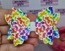 Load image into Gallery viewer, Rainbow butterflies bow and snap clips
