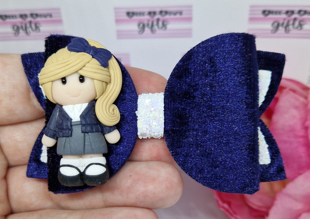 Navy blonde ponytail clay girl