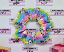 Load image into Gallery viewer, Rainbow stripe bunny scrunchie
