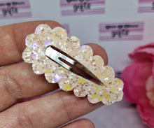 Load image into Gallery viewer, Peach melba glitter bow and snap clip
