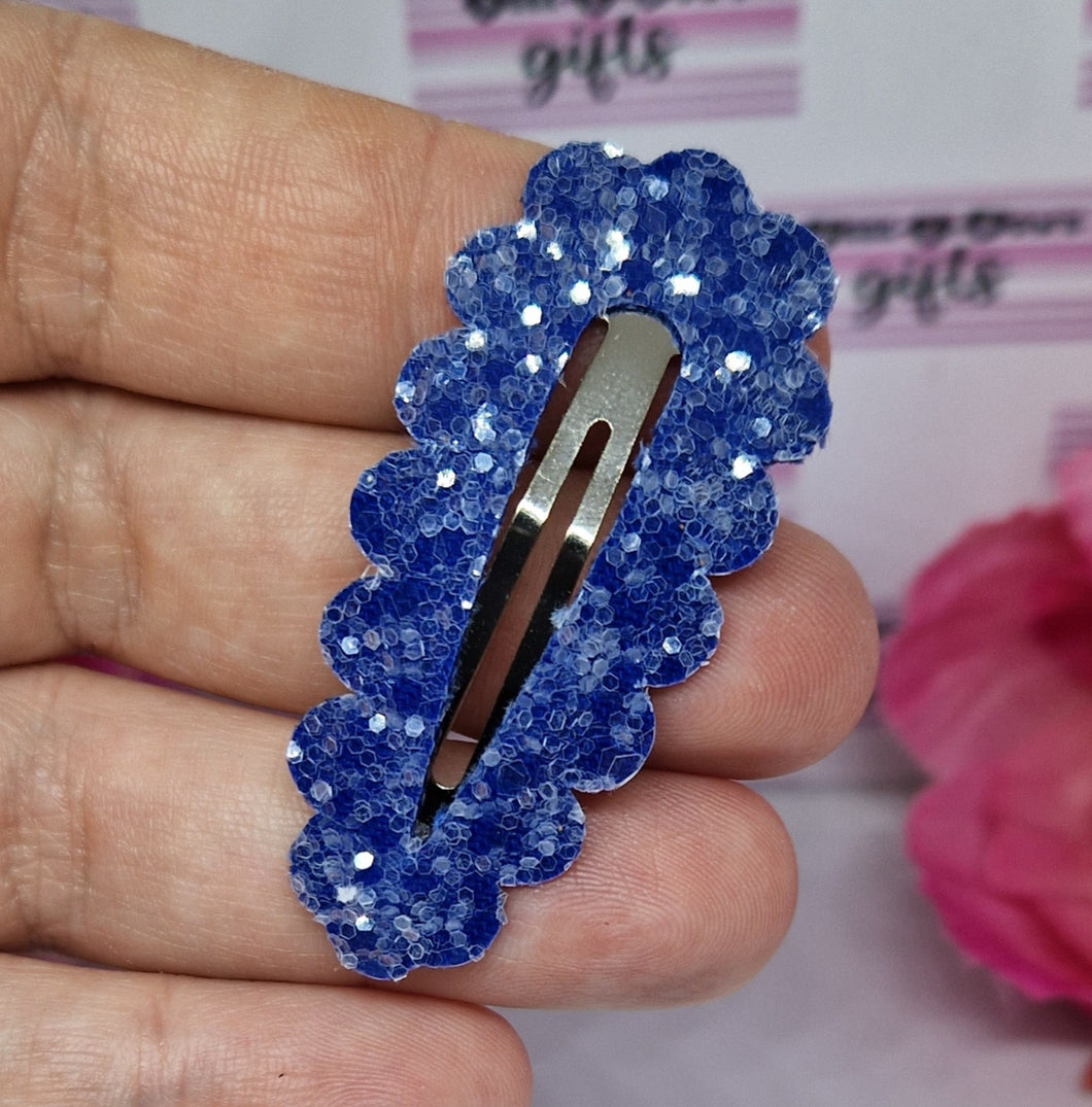 Denim blue glitter snap clip