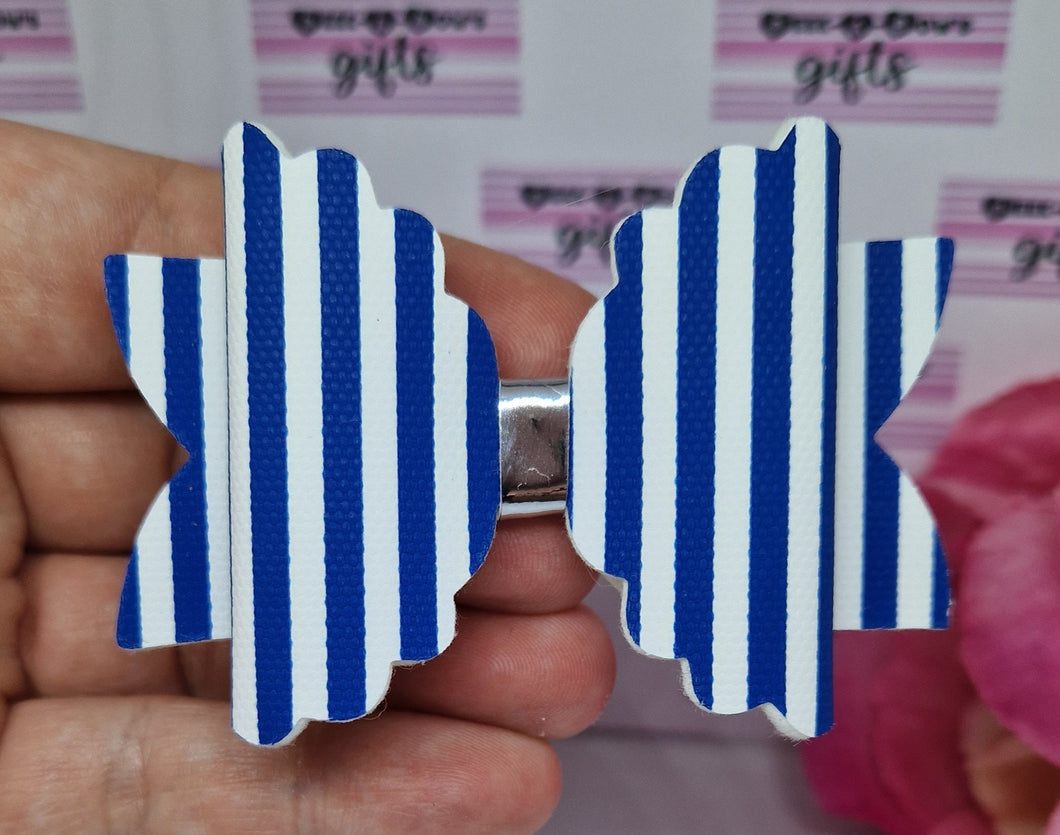 Navy and white stripey bow