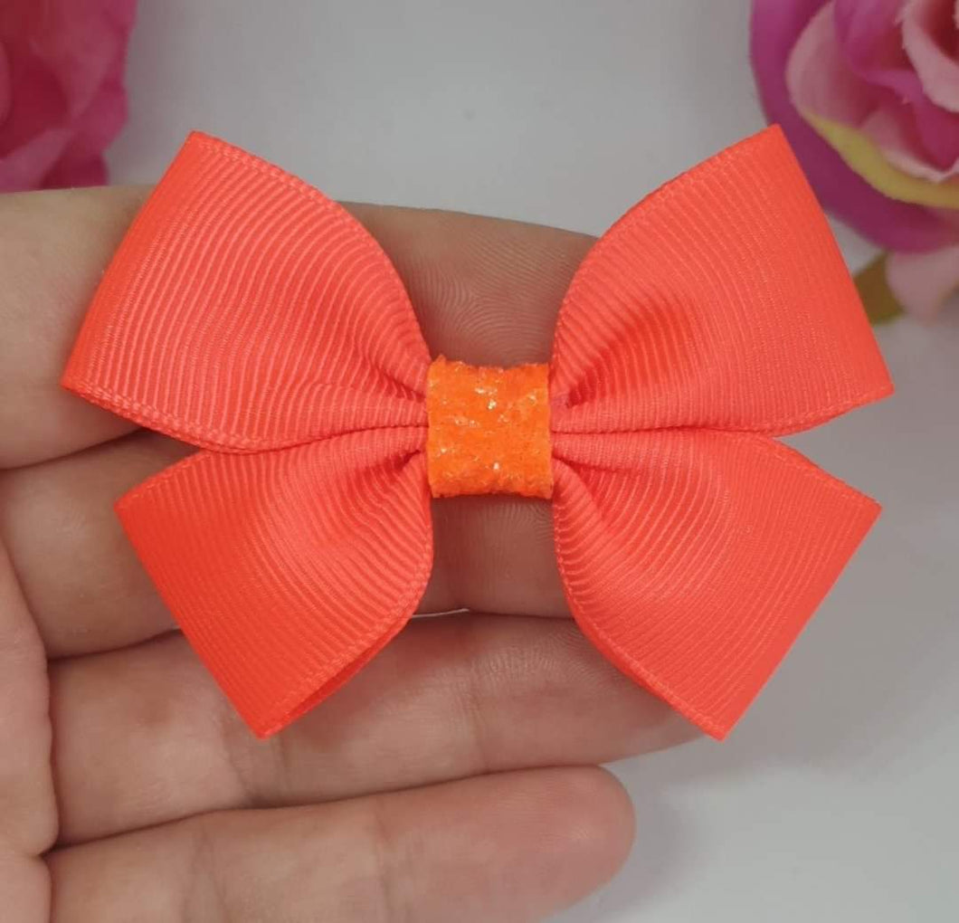 Neon orange ribbon tux bow