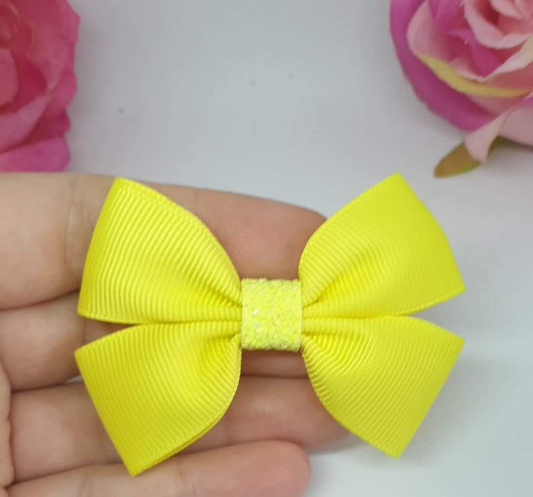 Neon yellow ribbon tux bow