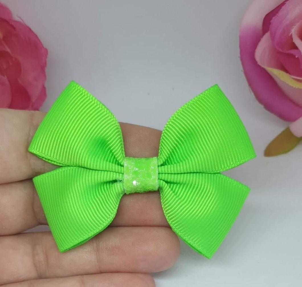 Bright green ribbon tux bow