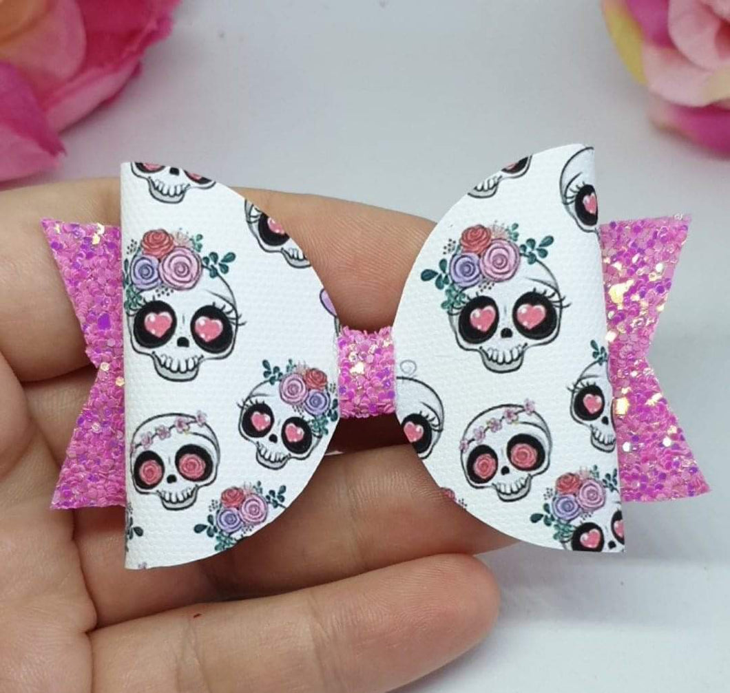 Pink floral skulls